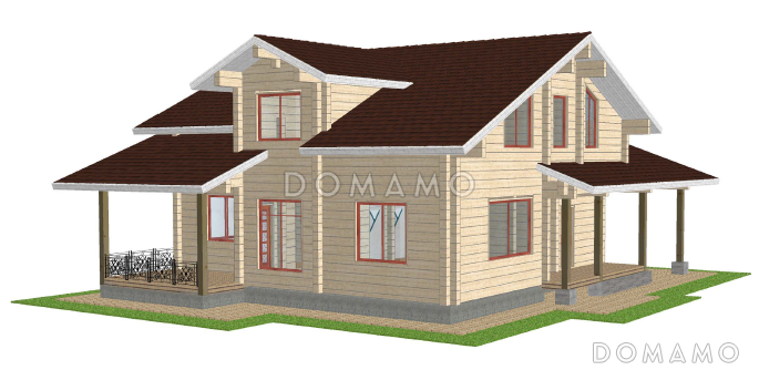 Проект дома из клееного бруса с отдельным входом в топочную