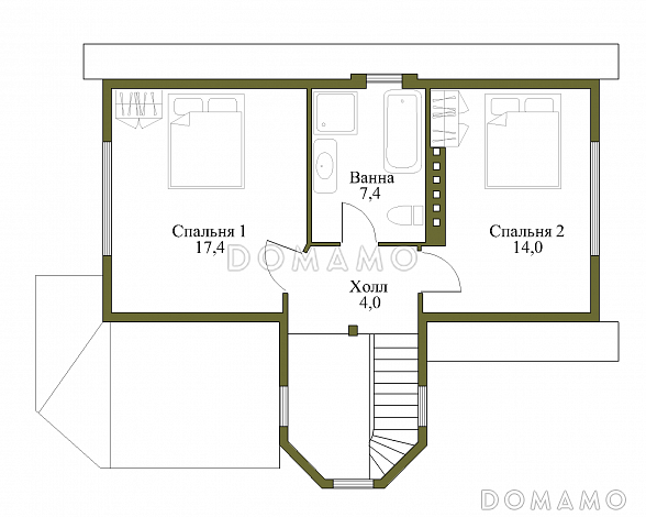 Проект коттеджа с зимним садом и гаражом / План мансардного этажа