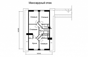 Проект отдельностоящего бассейна с жилыми комнатами на мансардном этаже / План мансардного этажа