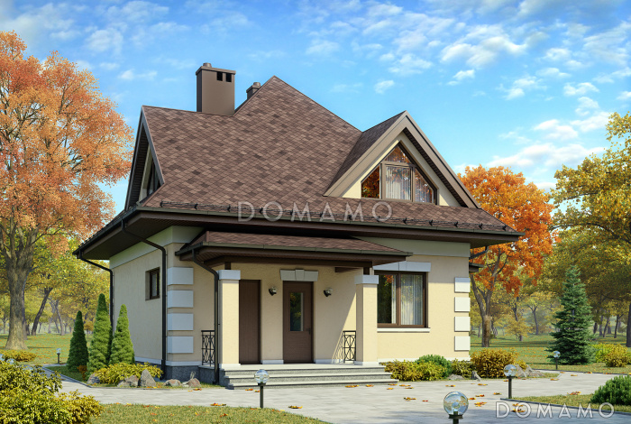 Проект дома из газобетона с эркером