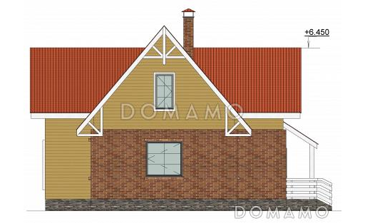 Проект одноэтажного дома с террасой на мансардном этаже / Фасад 4