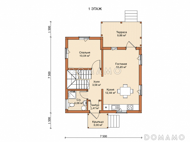 Каркасный дом "Фрейя" / План 1 этажа