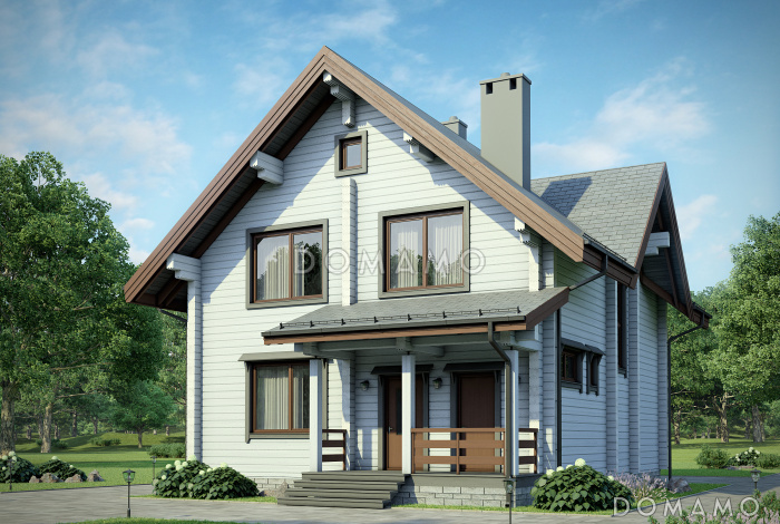 Проект дома в скандинавском стиле с просторной гостиной и выходом на террасу