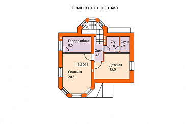 Проект кирпичного дома с выразительной архитектурой / План 2 этажа