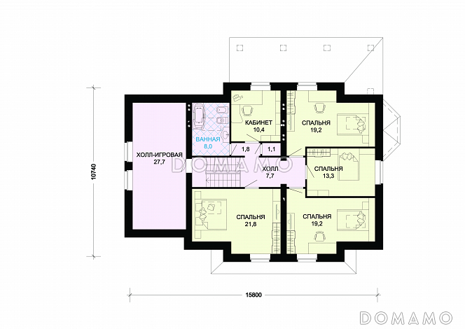 Проект дома из газобетона с выразительным фасадом / План мансардного этажа