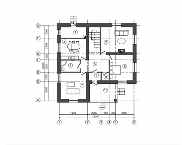 Проект загородного дома с мансардным этажом без окон / План 1 этажа