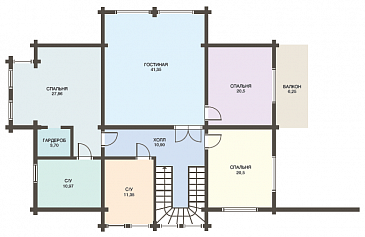 Проект дома из клееного бруса с навесом для авто / План мансардного этажа