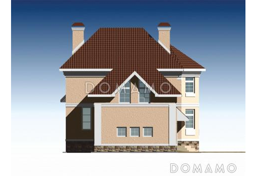 Проект четырехкомнатного коттеджа с гаражом на 1 машину / Фасад 1