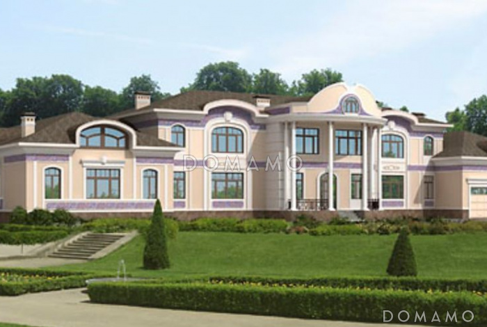 Проект огромного привлекательного особняка из кирпича с бассейном