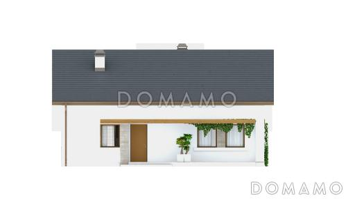 Проект компактного одноэтажного дома из газобетона с двумя спальнями и с возможностью обустройства чердачного помещения / Фасад 4