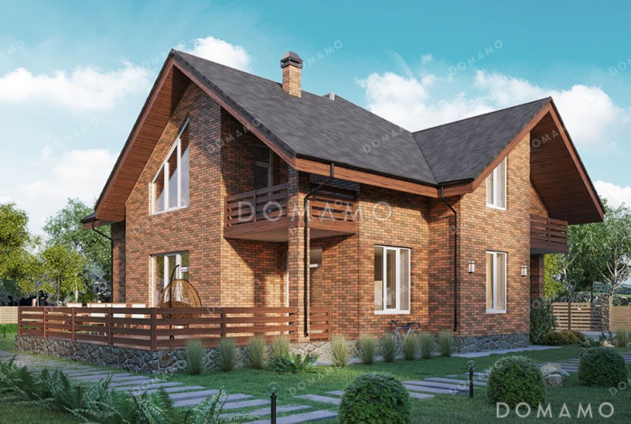 Проект одноэтажного дома с мансардой и просторной террасой