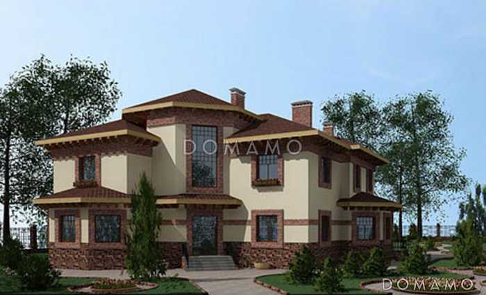 Проект дома из кирпича с зимним садом и бильярдной