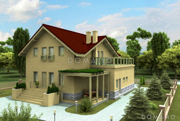 Проект загородного дома с удобным расположением внутренней лестницы