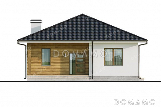 Проект одноэтажного дома с тремя спальнями и террасой / Фасад 3