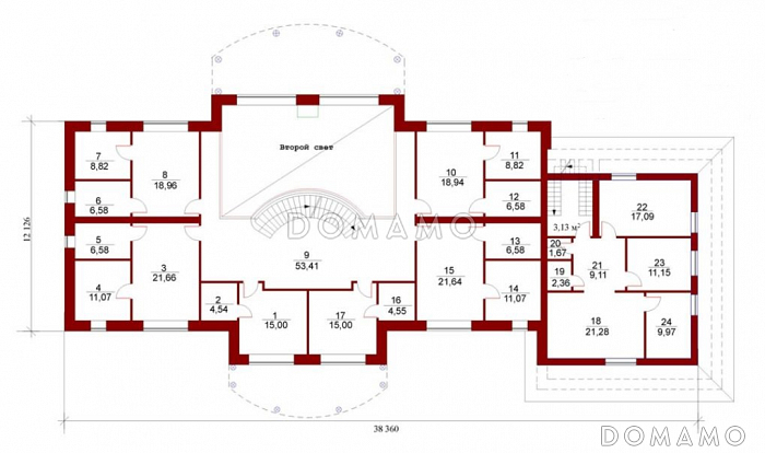 Проект огромного привлекательного особняка из кирпича с бассейном / План 2 этажа
