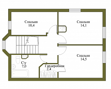 Проект экономичного каркасного коттеджа с увеличенной площадью. / План мансардного этажа