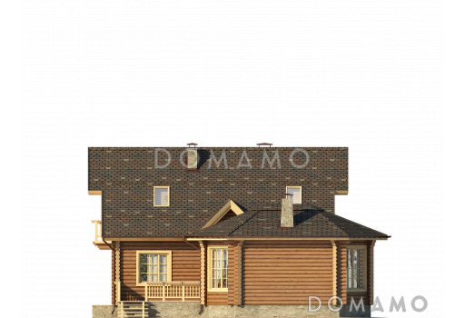 Проект великолепного загородного дома с чудесной верандой и открытой террасой / Фасад 4