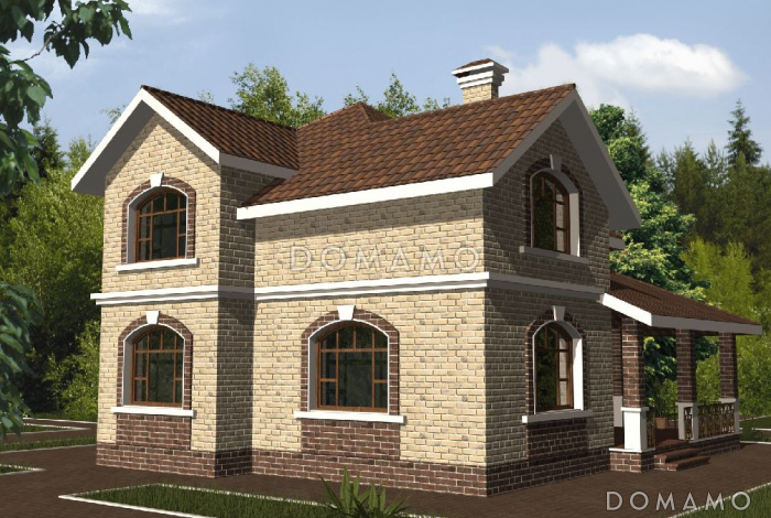 Проект двухэтажного дома с небольшой террасой