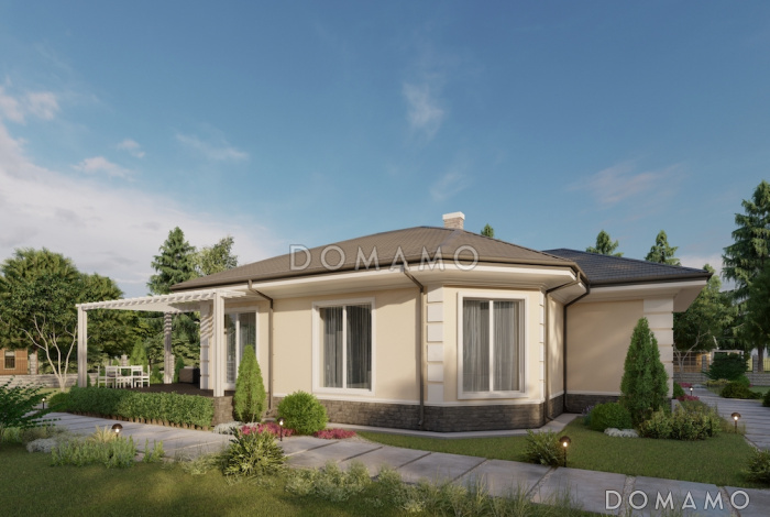 Проект одноэтажного дома из газобетона в классическом стиле